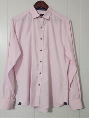 Bar III Slim Fit Pink Dress Shirt Mens 15-15.5 34 Button Down Stretch